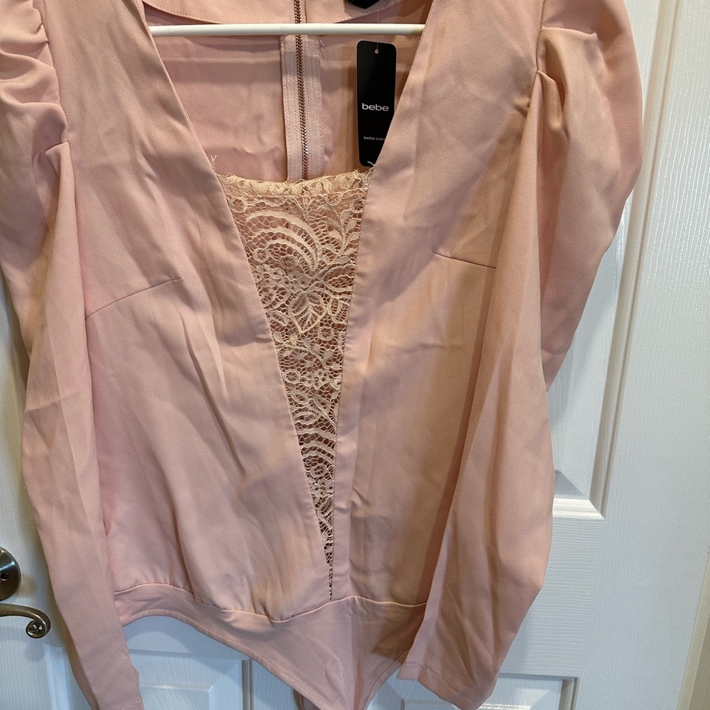 Bebe Pink Lace Detail Blouse